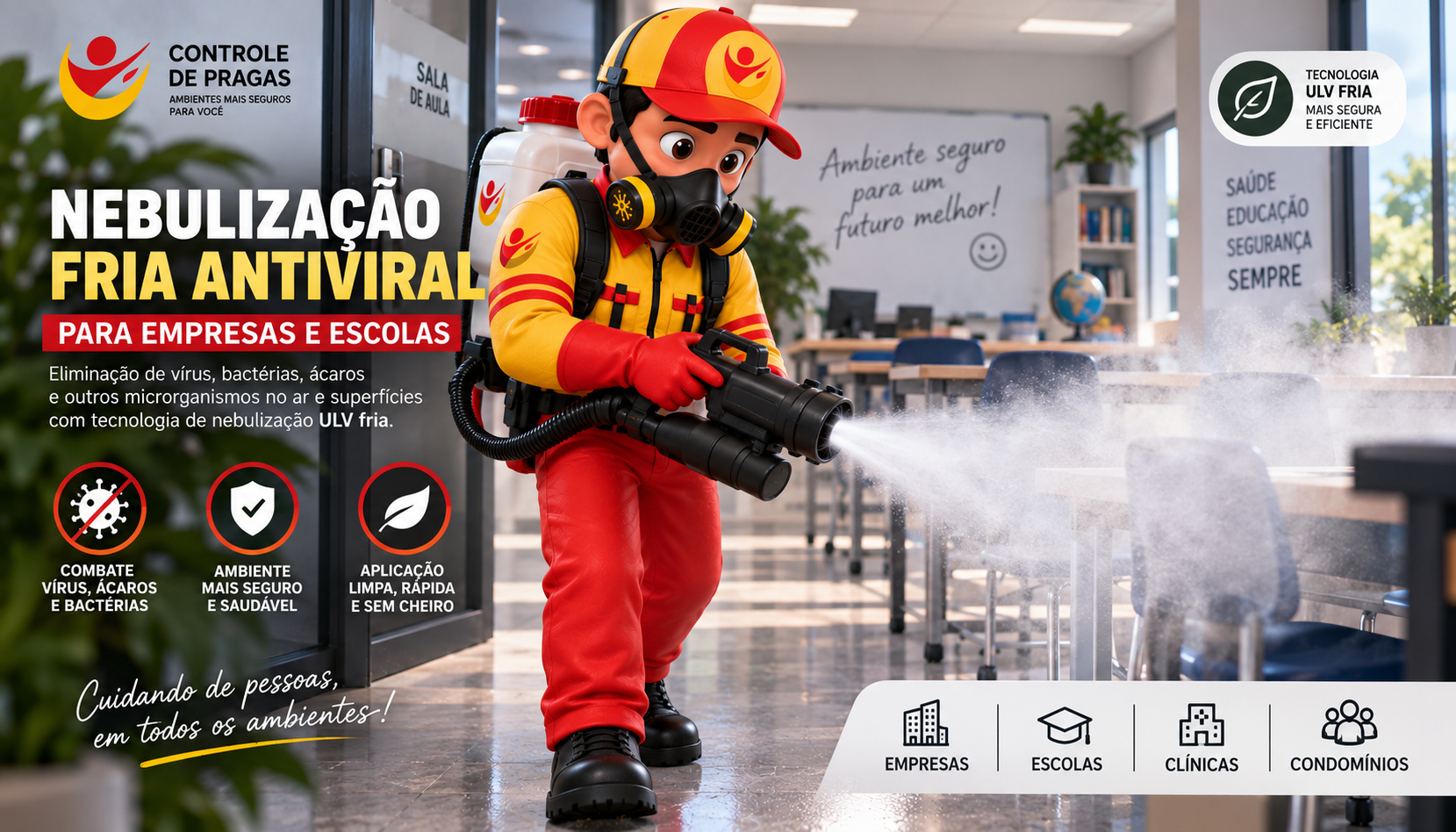 Nebulização Fria Antiviral para Empresas e Escolas